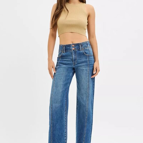 RISEN Mid Rise Fit Wide Baggy Jeans - Picture 6 of 7